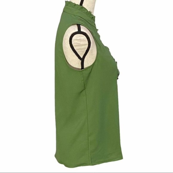 J. Crew Ruffle-Trim Crepe Tank Top in  Faded Moss - Picture 5 of 12